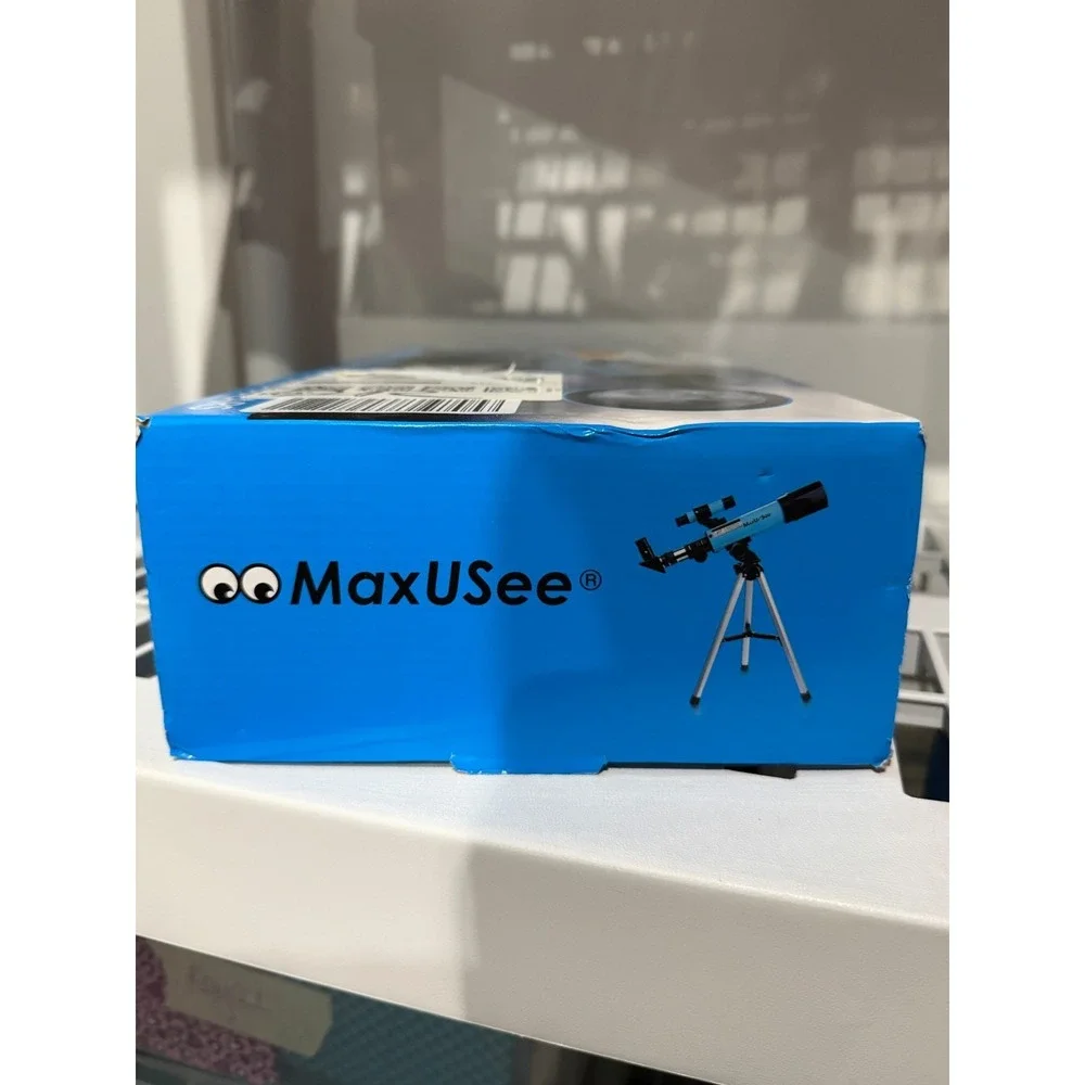MaxUSee Refractor Telescope & Compact Binoculars Set Blue Open Box
